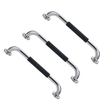 Imagem de Barra de Apoio Inox 30cm Suporte Antiderrapante Idoso Kit 3 uni Criança Gestante Cadeirante Acessibilidade Escada Corrimao Segurança Proteçao