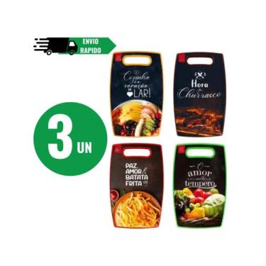 Imagem de Kit 3 Tábua Para de alimentos cortes Carnes Legumes Grande 36cm resist