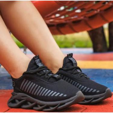 Imagem de Tênis Infantil Sola Trançada Menina Atividades Diárias - EV, Black, 33