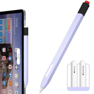 Imagem de AZF Estojo compatível com Apple Pencil 2ª geração, capa de caneta de duas cores combinando, conforto de silicone, compatível com carregamento magnético e clique duplo (roxo lavanda)