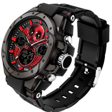 Imagem de Relógio Masculino de Pulso Display Duplo Caveira SANDA Relógio Digital