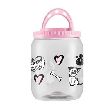 Imagem de Porta Ração Petiscos Saches Cachorro Gato 1,7l Com Alça - Bandeirante,