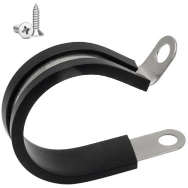 Imagem de TOMSHIELE 12 braçadeiras de cabo com parafusos de 1-3/4 polegadas, braçadeiras de tubo isoladas de borracha, braçadeiras de correia de conduíte para fixação de tubulações e cabos (45 mm)