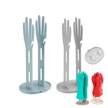 Imagem de HMTRADE 2 unidades de suporte de secagem de luva de cozinha, secador de luva com sucção, suporte de borracha de luva de plástico, suporte de pano de prato de pia de cozinha, suportes de armazenamento
