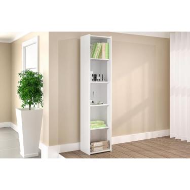 Imagem de Estante p/ Sala ESM206 c/ 5 Nichos 40x182cm Branco - Movelbento