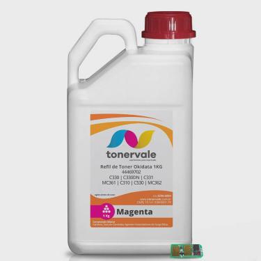Imagem de Combo Refil para Toner TankFull Para Okidata MC361 C310 C530 MC362 MC561 C330DN C331 C330 + 22 Chip 44469702 Magenta de