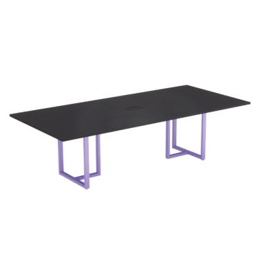 Imagem de Mesa de Reunião Retangular com Power Box Tubular P25 Pandin 2,6 M Preto e Lilas
