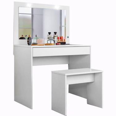 Imagem de Penteadeira Camarim 1 Gaveta Com Banqueta Charmosa Branco