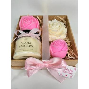 Imagem de Kit Dia das Mães, Vela Aromática Flor de Cerejeira com Sabonetes Artesanais Hidratantes