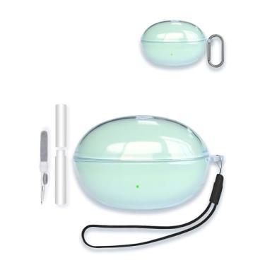 Imagem de Capa para fones de ouvido Edifier LolliClip de orelha aberta sem fio verdadeiros, capa protetora de TPU macio transparente com chaveiro e kit de limpeza para mulheres e homens à prova de choque