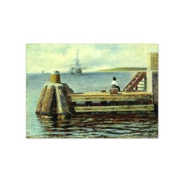 Imagem de Famosa reprodução de pintura em tela de arte de parede - cais e pôsteres de parede - arte decorativa para decoração de sala de estar 80 x 115 cm 31 x 45 pol. sem moldura