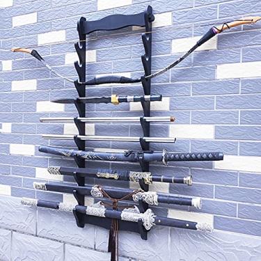 Imagem de Suporte de espada prateleira de exibição de espadas, suporte de parede para pendurar, suporte para katana, suporte para espadas de várias camadas, prateleiras para armas de 1 a 12 camadas, suporte