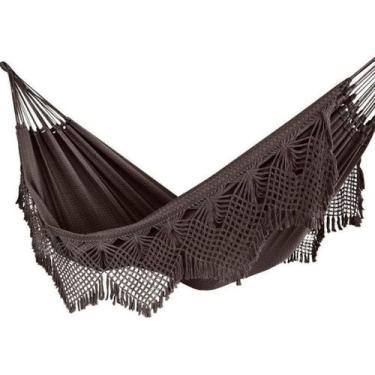 Imagem de rede de dormir descanso casal marrom resistente algodão 300kg - REDES