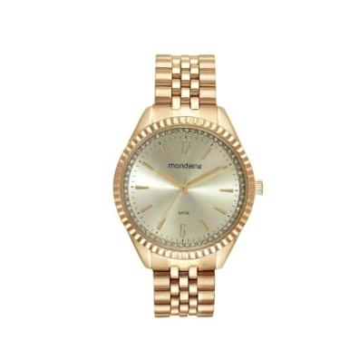 Imagem de Kit Relógio Feminino Cristais Dourado Com Porta-Joias