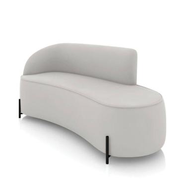 Imagem de Sofá 3 Lugares Orgânico 180cm Pé Ferro Preto Morgan Veludo Cinza D03 - D`rossi