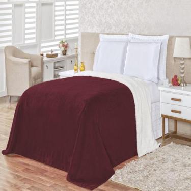 Imagem de Cobertor Alaska casal king size manta sherpa lã carneiro 1 peça vinho 