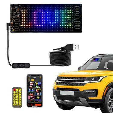 Imagem de Luzes de LED para carro, tiras de olho do diabo para caminhão/SUV, controle remoto e aplicativo Bluetooth, padrões dinâmicos personalizados, alimentado por USB (17 x 7 cm -1)