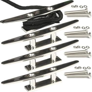 Imagem de MX Chuteiras de barco de aço inoxidável 316 de 12,7 cm, travas de corda de barco com fixadores para docas de barco, decks, caiaques