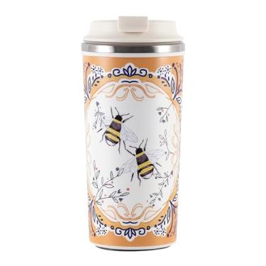 Imagem de Caneca de café de 300 ml e 450 ml, 286.3 g e 430.9 g, aço inoxidável 304 e revestimento de cerâmica interior, acompanha xícara de café com uma base de ventosa, abertura de tampa com um clique, dois