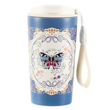 Imagem de Xícara de café de aço inoxidável 304 de 500 ml, 304ss, caneca de café Tritan, copo de café de aço inoxidável isolado, copo de café gelado reutilizável, caneca de viagem de café quente com canudo