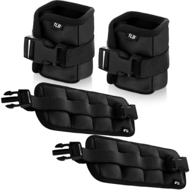 Imagem de Hollowfly 2 pares de pesos de pulso no tornozelo para exercícios terrestres ou aquáticos, algemas aquáticos aeróbica, faixas de fitness para tornozelo e pulso, pesos ajustáveis para equipamentos de