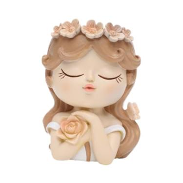 Imagem de WeiLaiKeQi Vaso de rosto de, suporte para bonsai, vaso de artesanato, desenho animado, resina, escultura decorativa colecionável, de flores de resina, de, Branco Marrom, 8x7x11cm