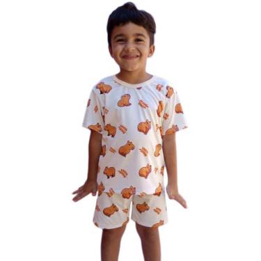 Imagem de Pijama Infantil Masculino Manga Curta Estampa Capivara - Calupa, 06