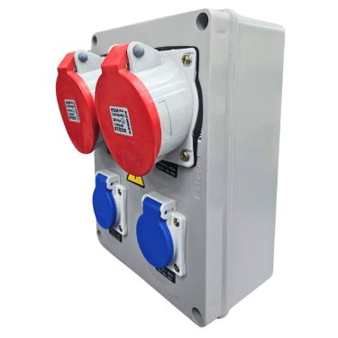 Imagem de Quadro Sobrepor C/ Tomada Industrial 2xN5246 + 2xS8641 IP-40 Cód. S231135 – Steck