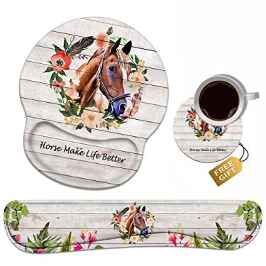 Imagem de BXIKEOPIU Conjunto De Apoio Para Pulso Teclado + Suporte Mouse Pad Com Bases Copos, Base Poliuretano Antiderrapante, Mousepad Ergonômico Trabalho Em Casa, Escritório, Estudo, Digitação Fácil E Alívi