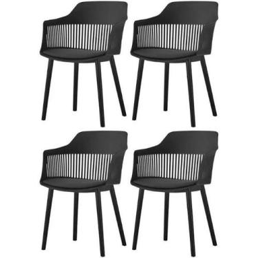 Imagem de Kit 4 Cadeiras Polipropileno Marcela Montreal Preta para Sala de Janta