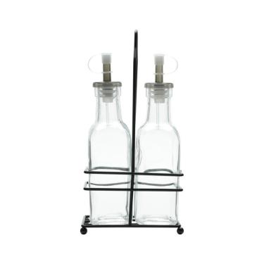 Imagem de Conjunto Galheteiro de Vidro com Suporte de Metal Preto