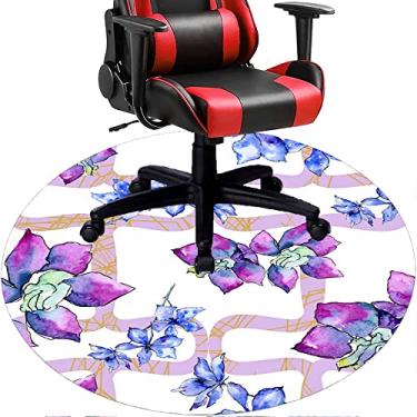 Imagem de Tapete de cadeira de escritório com flores, textura de flor, tapete de cadeira de mesa para piso de madeira de escritório em casa, protetor de piso de pilha baixa, redondo 78,7 cm