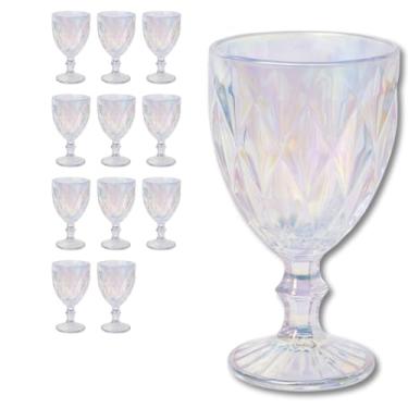Imagem de Conjunto com 12 Taças Diamond Furta-Cor 340 ml Dona Laura – Bico de Jaca para Água, Suco e Vinho