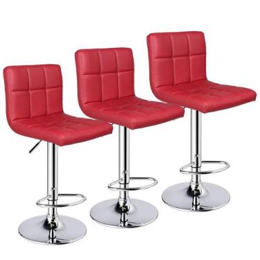 Imagem de Kit 3 Banqueta Alta Cozinha Bancada Giratória Estofada Duoffice DU80V 