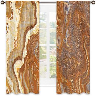 Imagem de Cortinas blecaute de mármore para quarto - Cortinas de escurecimento de ambiente com isolamento térmico para sala de estar, L 250 x C 213 cm Cinnamon Earth Yellow