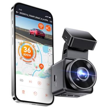 Imagem de Vantrue E1 Lite 1080p WiFi Mini Dash Cam com GPS e velocidade, aplicativo gratuito, controle de voz, câmera de painel destacável, modo de estacionamento 24 horas, visão noturna, detecção de movimento,