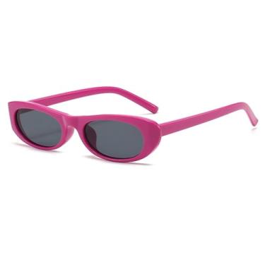 Imagem de Óculos de sol gatinho pretos da moda, armação estreita, retangular, óculos pequenos, masculino, feminino, UV400, roxo, preto, tamanho único