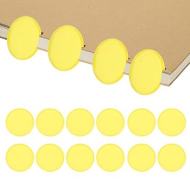 Imagem de PATIKIL Discos de encadernação de livros de plástico de 5 cm, pacote com 12 discos de expansão de disco, anéis redondos para fichário para agenda de caderno DIY, amarelo