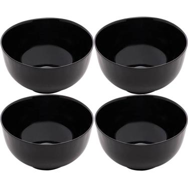 Imagem de 4 Cumbucas Bowls Vidro Opalino 700ml Lyor Tigela Diwali Black 14x8cm Cereais Sopas