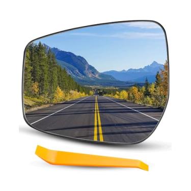 Imagem de AUGREX Vidro retrovisor de porta lateral do motorista esquerdo com ajuste aquecido para Nissan Versa 2015 2016 2017 2018 2019, retrovisores laterais retrovisores exteriores de vidro com placa de