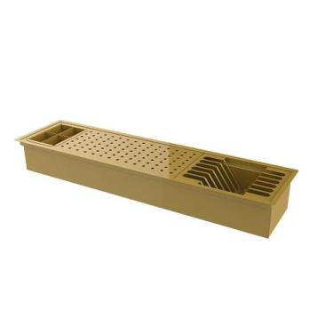 Imagem de Escorredor Embutir / Sobrepor Calha Inox Úmida Dourado 75cm - HZ