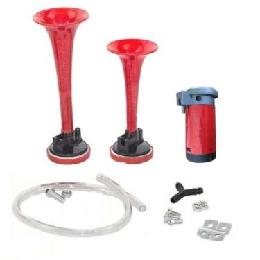 Imagem de Buzina Marítima Com Compressor E Mangueira 2 Cornetas 12V - Vellez