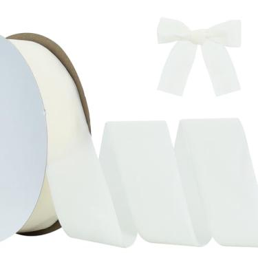 Imagem de TONIFUL Fita de veludo branco 5 cm x 25 m, fitas largas de veludo vintage, para decoração de guirlanda de Natal, enfeites artesanais artesanais para embrulho de presente e fabricação de laço, embalagem de buquê de dia dos namorados