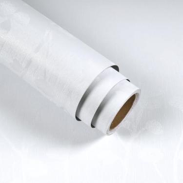 Imagem de VaryStyle Papel de parede branco texturizado em relevo para descascar e colar papel de parede branco galhos de árvores papel de contato para armários e gavetas autoadesivo removível no papel de parede