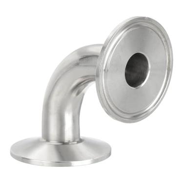 Imagem de PATIKIL Cotovelo de 90 graus 3/4 "(19 mm) OD, acessórios para tubos sanitários de aço inoxidável 304 braçadeiras sanitárias triplas de 3,8 cm 50,5 mm Flange de virola OD para sistemas de encanamento