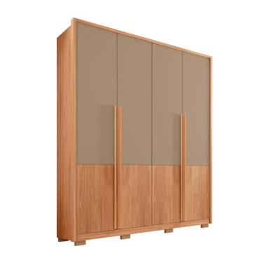 Imagem de Guarda-Roupa Solteiro Francis Ripado 6 Portas 4 Gavetas Freijó e Bege