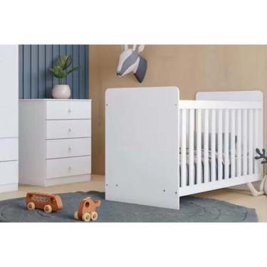 Imagem de Quarto Infantil Completo Labirinto 2 Peças (1 Berço + 1 Cômoda) Qi98 Branco - Henn