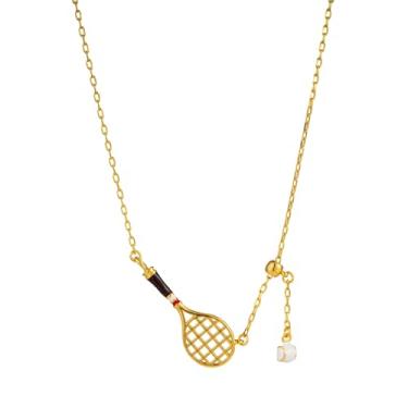 Imagem de GREICHFAN Colar de raquete de tênis feminino para fãs de esportes, acessórios de tênis