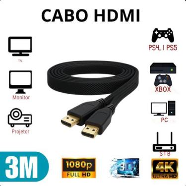 Imagem de Cabo HDMI Premium 4K HDR 3m Entrega Rápida Televisores - ASAF