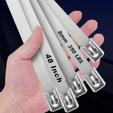Imagem de ABSupus Abraçadeiras de Metal de 18", 40 Peças de Abraçadeiras de Aço Inoxidável Longas, Abraçadeiras de Autotravamento para Serviços Pesados, Abraçadeira de Aço para Cabos, Resist (7,9 X 18 Polegadas